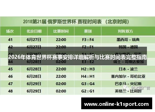 2026年体育世界杯赛事安排详细解析与比赛时间表完整指南