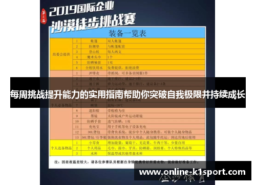 每周挑战提升能力的实用指南帮助你突破自我极限并持续成长